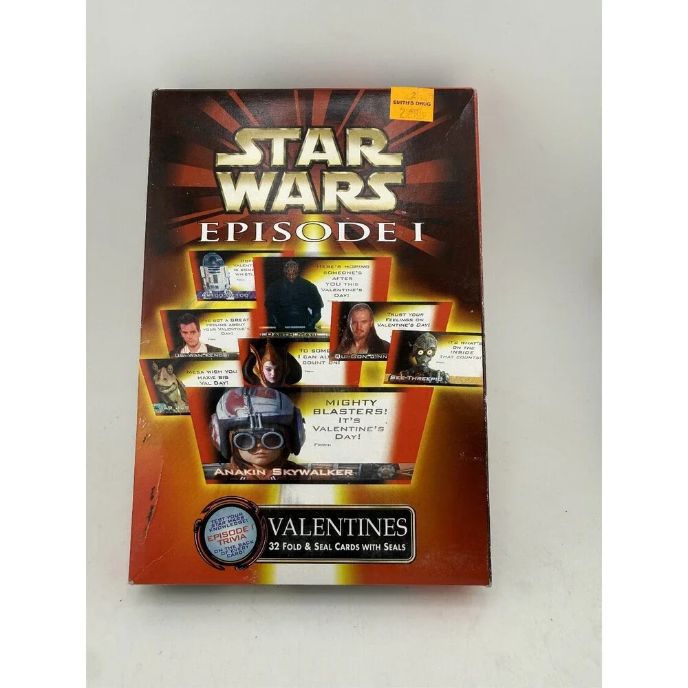 Star Wars Valentines Vintage Episode I Fold Seal 32 Card Set Paper Magic